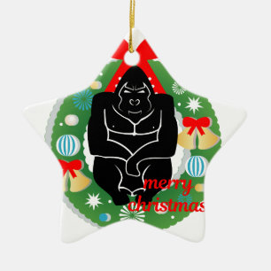 merry christmas gorilla ceramic tree decoration