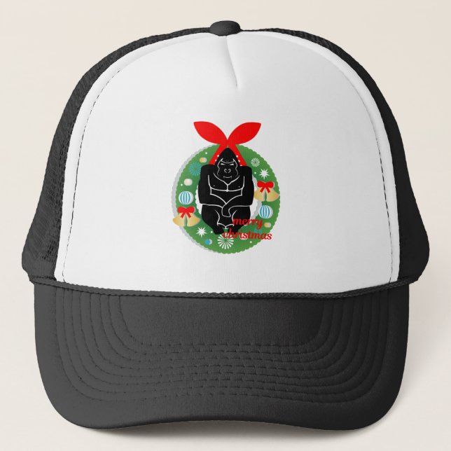 merry christmas gorilla trucker hat (Front)