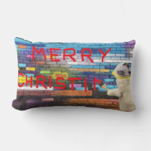 Merry Christmas Graffiti Lumbar Pillow