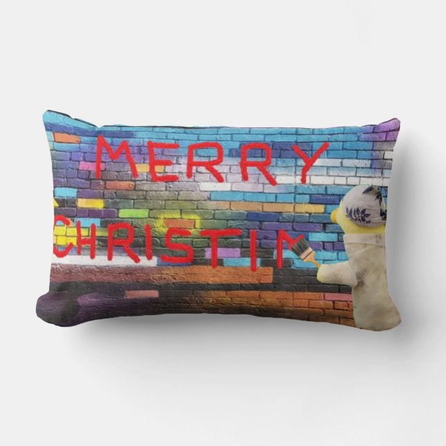 Merry Christmas Graffiti  Lumbar Pillow (Front)
