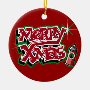 Merry Christmas Graffiti Ornament