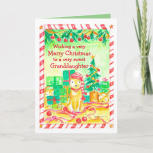 Merry Christmas Granddaughter Cats Kittens Card