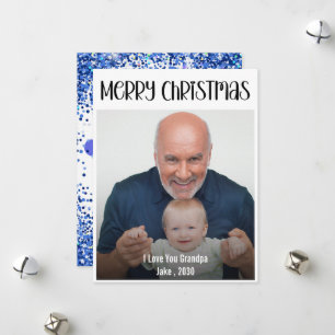 Merry Christmas Grandfather Cute Photo Christmas Holiday Card