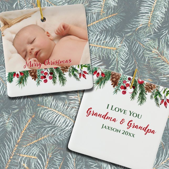 Merry Christmas Grandma and Grandpa Keepsake  Ceramic Ornament (Merry Christmas Grandma and Grandpa Keepsake Ceramic Ornament
)