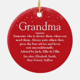 Merry Christmas Grandma Grandmother Definition Ceramic Ornament