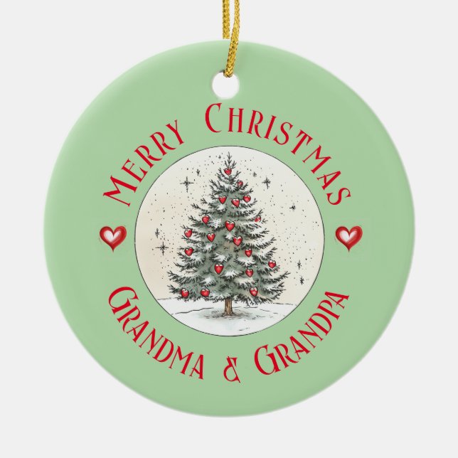Merry Christmas Grandma & Grandpa Gift, Photo  Ceramic Ornament (Front)