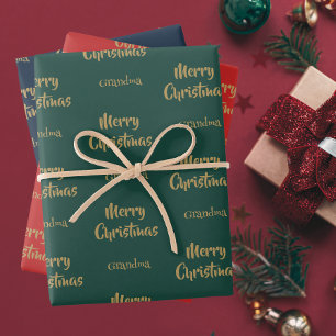 Merry Christmas Grandma   Happy Holidays Wrapping Paper Sheet