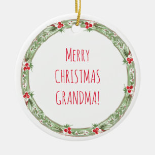 Merry Christmas Grandma Love Grandchild Pet XOXO Ceramic Ornament