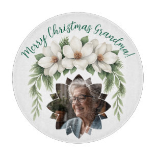 Merry Christmas Grandma Photo Holiday Gift Cutting Board