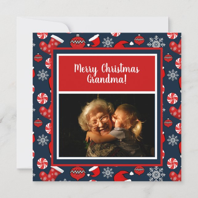 Merry Christmas Grandma Photo Holiday Pattern (Front)