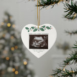 Merry Christmas Grandma Pregnancy Announcement Ceramic Ornament<br><div class="desc">It's always a good time to share this exciting news with your nearest and dearest. Perfect Christmas gift idea for the grandma to be with ultrasound photo. Customise this unique announcement display, add your details and let everyone know about this special news. Great gift for new parents and baby showers....</div>