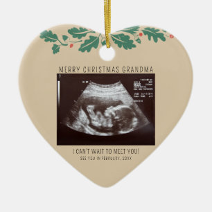Merry Christmas Grandma Pregnancy Announcement Ceramic Ornament
