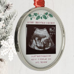 Merry Christmas Grandma Pregnancy Announcement Metal Ornament<br><div class="desc">It's always a good time to share this exciting news with your nearest and dearest. Perfect Christmas gift idea for the grandma to be with ultrasound photo. Customise this unique announcement display, add your details and let everyone know about this special news. Great gift for new parents and baby showers....</div>