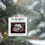 Merry Christmas Grandma Pregnancy Baby Scan Photo Ceramic Ornament<br><div class="desc">It's always a good time to share this exciting news with your nearest and dearest. Perfect Christmas gift idea for the grandma to be with ultrasound photo. Customise this unique announcement display, add your details and let everyone know about this special news. Great gift for new parents and baby showers....</div>