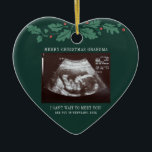 Merry Christmas Grandma Pregnancy Scan Photo Ceramic Ornament<br><div class="desc">It's always a good time to share this exciting news with your nearest and dearest. Perfect Christmas gift idea for the grandma to be with ultrasound photo. Customize this unique announcement display, add your details and let everyone know about this special news. Great gift for new parents and baby showers....</div>