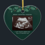 Merry Christmas Grandma Pregnancy Scan Photo Ceramic Ornament<br><div class="desc">It's always a good time to share this exciting news with your nearest and dearest. Perfect Christmas gift idea for the grandma to be with ultrasound photo. Customize this unique announcement display, add your details and let everyone know about this special news. Great gift for new parents and baby showers....</div>