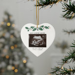 Merry Christmas Grandma Pregnancy Ultrasound Ceramic Ornament<br><div class="desc">It's always a good time to share this exciting news with your nearest and dearest. Perfect Christmas gift idea for the grandma to be with ultrasound photo. Customise this unique announcement display, add your details and let everyone know about this special news. Great gift for new parents and baby showers....</div>