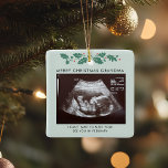 Merry Christmas Grandma Pregnancy Ultrasound Photo Ceramic Ornament<br><div class="desc">It's always a good time to share this exciting news with your nearest and dearest. Perfect Christmas gift idea for the grandma to be with ultrasound photo. Customise this unique announcement display, add your details and let everyone know about this special news. Great gift for new parents and baby showers....</div>