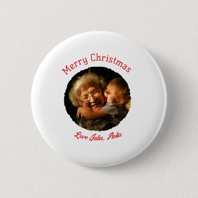 Merry Christmas grandmother daughter photo circle 6 Cm Round Badge (Front)