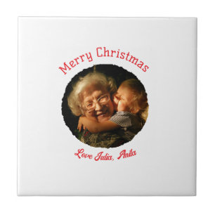 Merry Christmas grandmother daughter photo circle Ceramic Tile