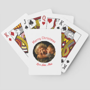 Merry Christmas grandmother daughter photo circle Playing Cards