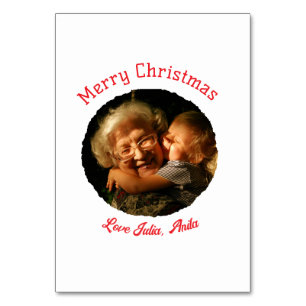Merry Christmas grandmother daughter photo circle Table Number