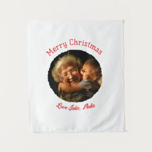 Merry Christmas grandmother daughter photo circle Tapestry