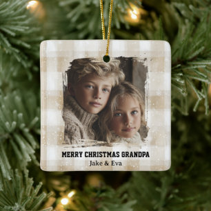 Merry Christmas Grandpa   Family Photo Ornament