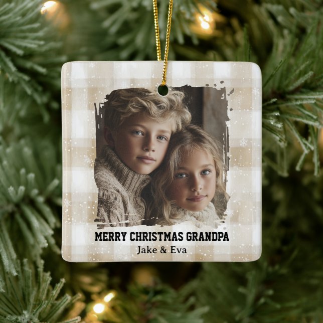Merry Christmas Grandpa | Family Photo Ornament (Tree)