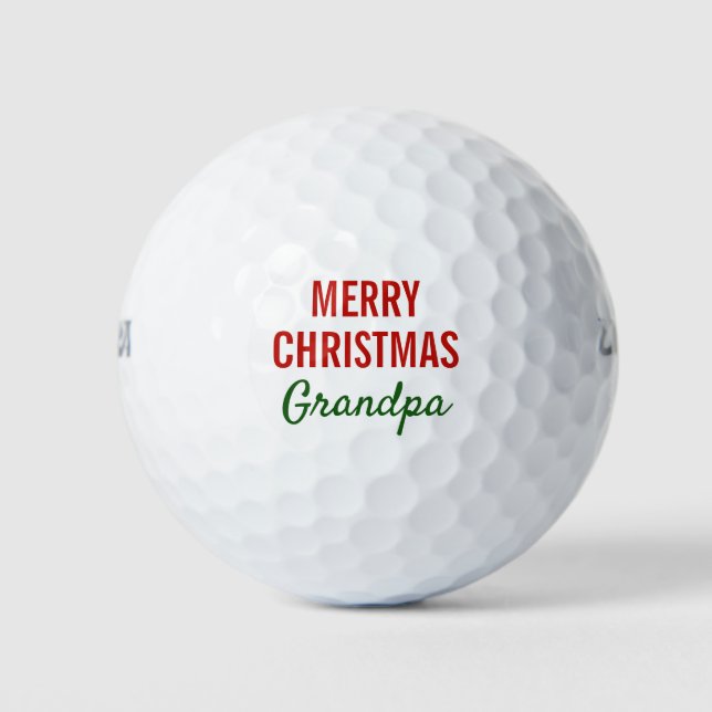 Merry Christmas Grandpa Modern Typography Golf Balls (Front)