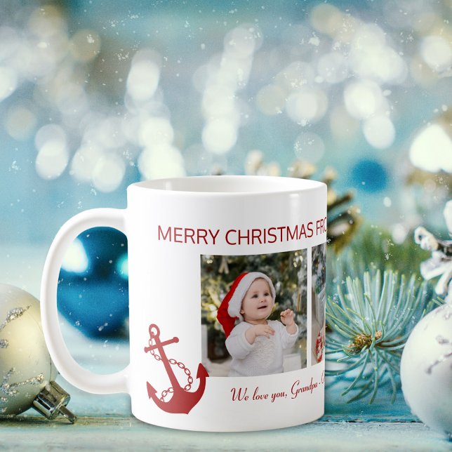 Merry Christmas Grandpa Nautical 4 Photo Collage Coffee Mug (Creator Uploaded)