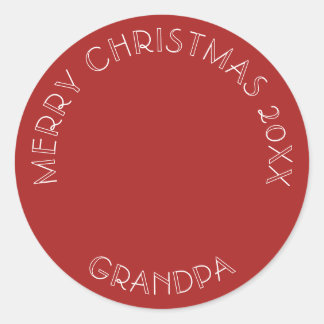 Merry Christmas Grandpa | Santa Red Photo Classic Round Sticker