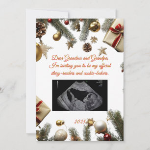 Merry Christmas Grandparents Pregnancy Invitations