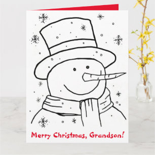 Merry Christmas Grandson Snowman Coloring Book Card