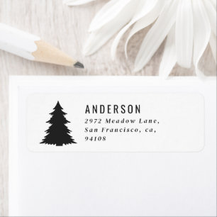Merry Christmas graphic tree retro font Label Return Address Label