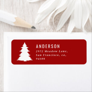 Merry Christmas graphic tree retro red Label Return Address Label
