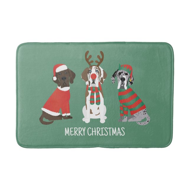 Merry Christmas Great Dane Dogs Bath Mat (Front)