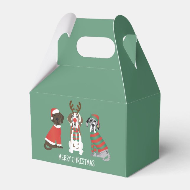 Merry Christmas Great Dane Dogs Favour Box (Front Side)