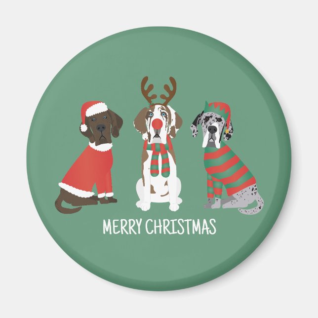 Merry Christmas Great Dane Dogs Magnet (Front)
