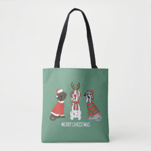 Merry Christmas Great Dane Dogs Tote Bag