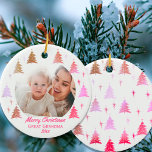 Merry Christmas Great Grandma Pink Gold Photo Ceramic Ornament<br><div class="desc">Personalise this elegant Christmas ornament as a gift for Great Grandma (or whoever you wish) as a keepsake for a new baby or just to share a lovely photo. The template is set up for you to add your favourite photo, your greeting, a name and the year. Your photo is...</div>