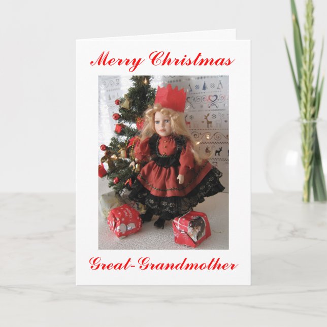 Merry Christmas Great Grandmother Holiday Card (Front)