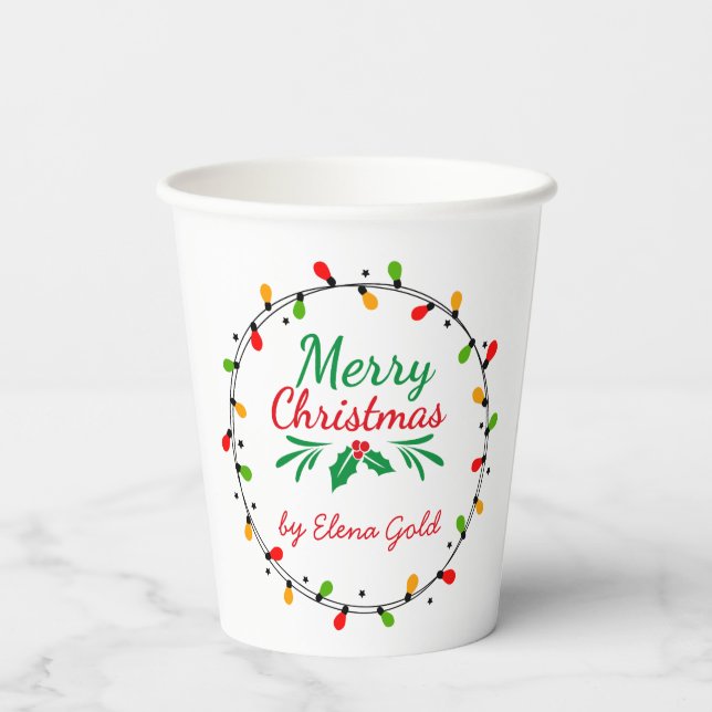 Merry Christmas Green and Red Paper Cups (Back)
