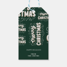 Merry Christmas | Green And White Customisable Gift Tags
