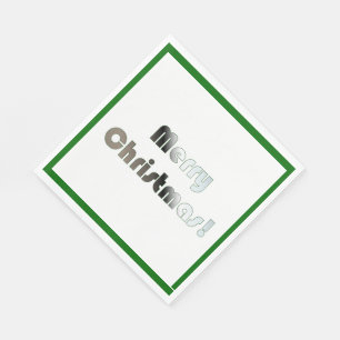 Merry Christmas Green and White Napkins