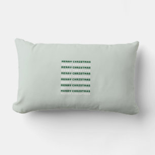 Merry Christmas, Green Christmas Art, Holiday  Lumbar Cushion