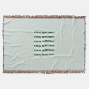 Merry Christmas, Green Christmas Art, Holiday Throw Blanket