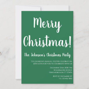 Merry Christmas Green Christmas Party Invitation