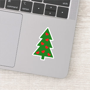 Merry Christmas Green Christmas Tree Red Heart