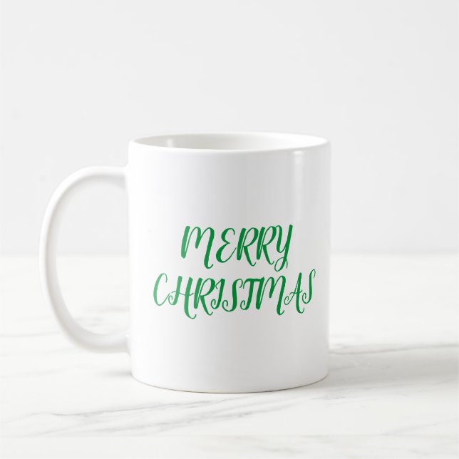 MERRY CHRISTMAS Green Coffee Mug (Left)
